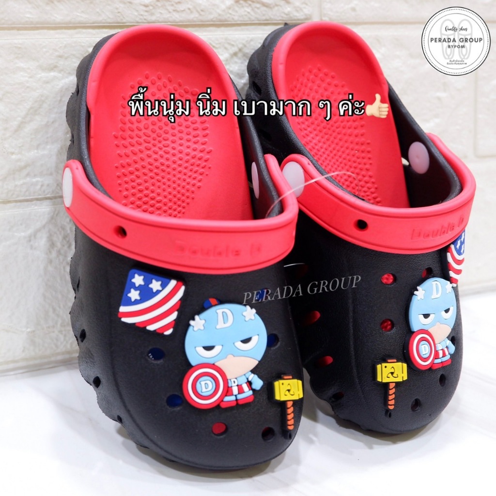 รองเท้าหัวโตเด็ก รองเท้าแตะเด็ก ลายแบทแมน ลิขสิทธิ์แท้ พื้นนุ่ม ยางนิ่ม ไซส์ 24-35