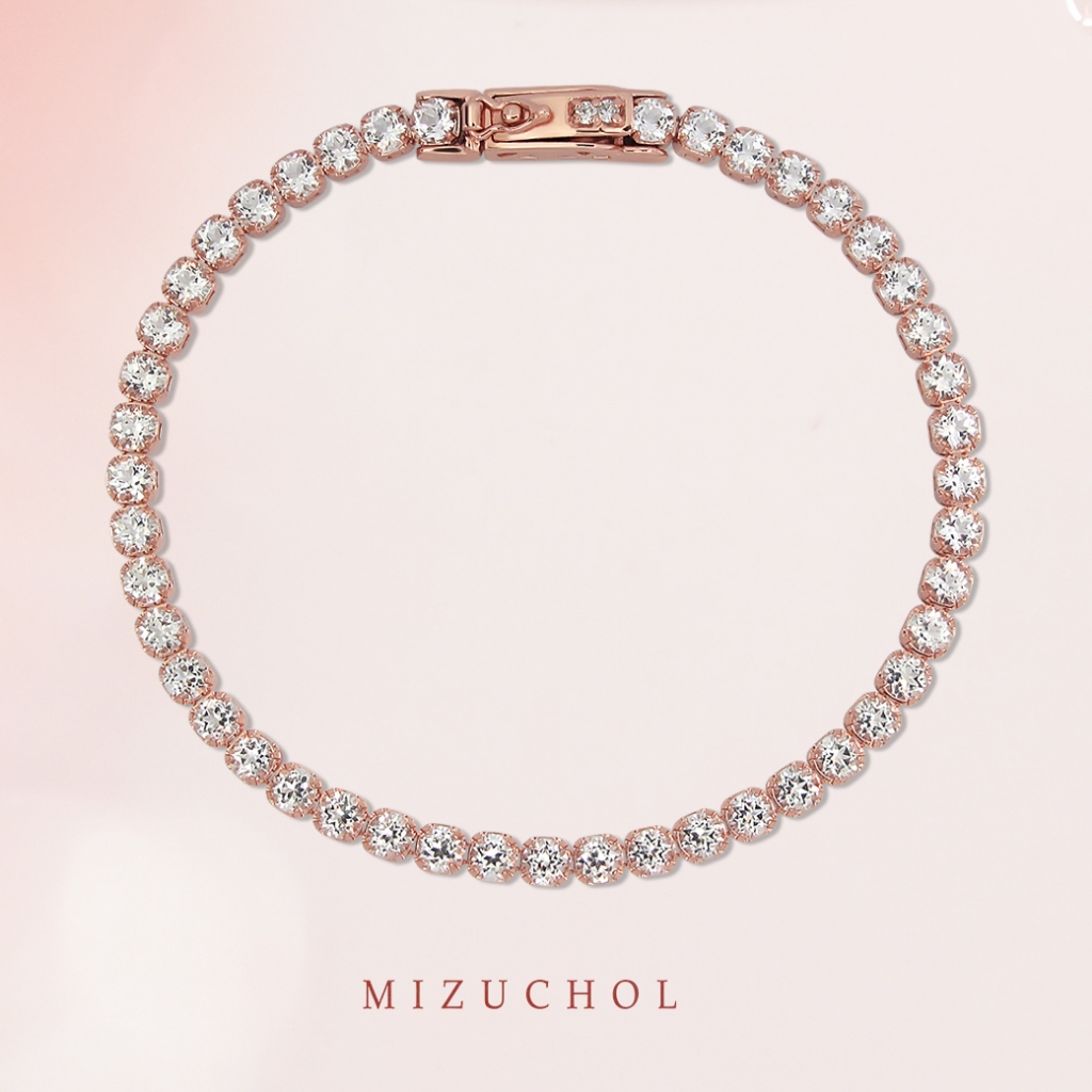 Mizuchol สร้อยข้อมือประดับพลอย White Topaz แท้ทั้งเส้น Bubbling Champagne Bracelet