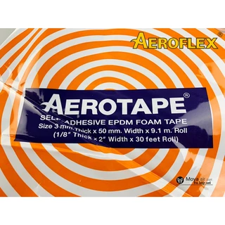 AEROTAPE ตัดแบ่งขาย ยาว1 ,2 เมตร และม้วนเต็ม 9 เมตร กว้าง 50 mm หนา 3mm เทปยางดำ ฉนวนแผ่น มีกาวในตัว เทปฉนวน แอร์โร่เทป