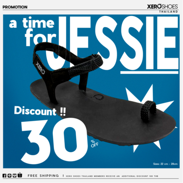 XERO SHOES Barefoot sandal รองเท้าแตะรุ่น JESSIE ผู้หญิง สี Black รองเท้าแฟชั่น JSW-BLK