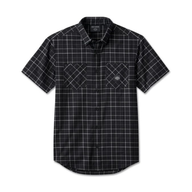 New Arrival เสื้อเชิ้ต Men's Bar & Shield Short Sleeve Shirt - Harley Black 96557-24VM