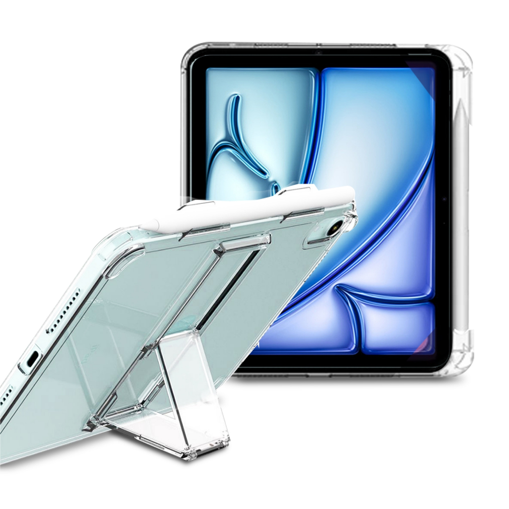 เคสใส แบบตั้งได้ มีที่เก็บปากกา ไอแพด TPU Case Stand Cover For iPad Air 11 (Air 6) / Pro 11 2024 / Air 13 2024 / 2025