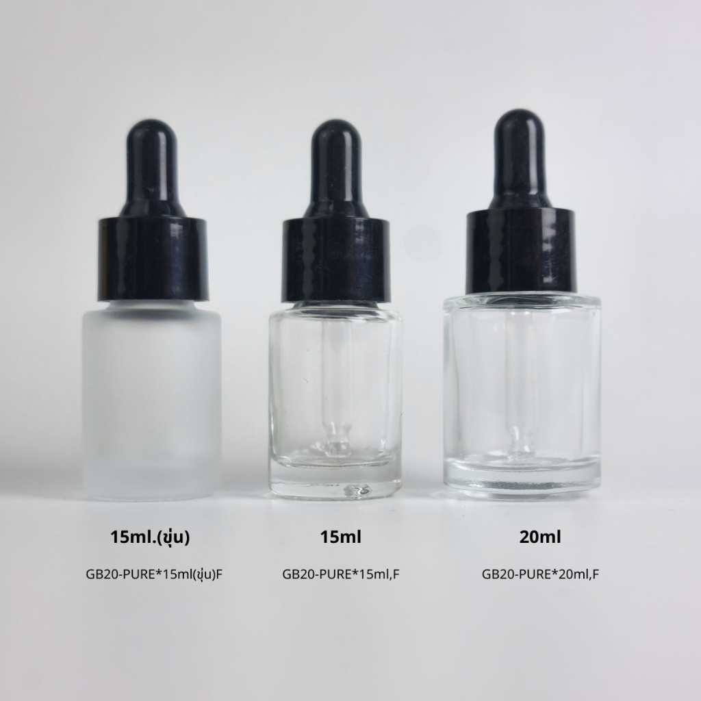 [COSS]ขวดแก้วพร้อมดรอปเปอร์ ขนาด 15ml 20ml (ฝาสีดำเรียบ จุกดำ) แพ็กเกจเครื่องสำอางสำหรับบรรจุรองพื้น เอสเซ้นต์ น้ำมันหอม