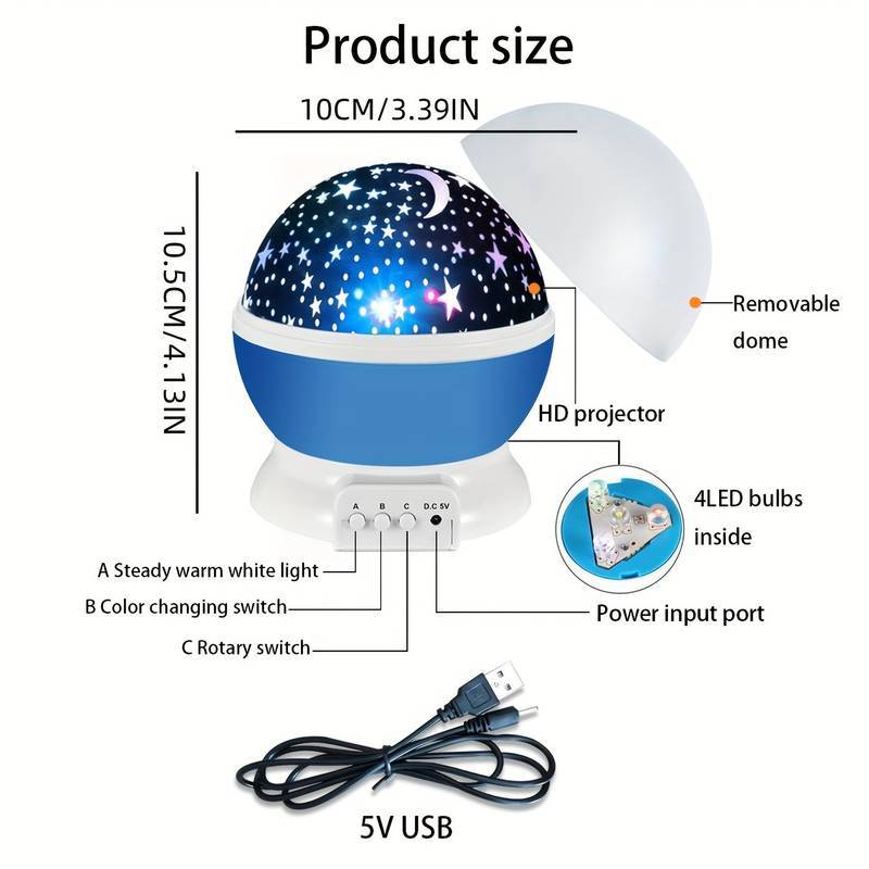 โคมไฟโปรเจคเตอร์ รูปดาว หมุนได้ 360°หมุนได้ ชาร์จ Usb สีสันสดใส สําหรับตกแต่งเวที ปาร์ตี้ดิสโก้ รถยนต์ KTV ไฟกลางคืน - รูปที่ 7