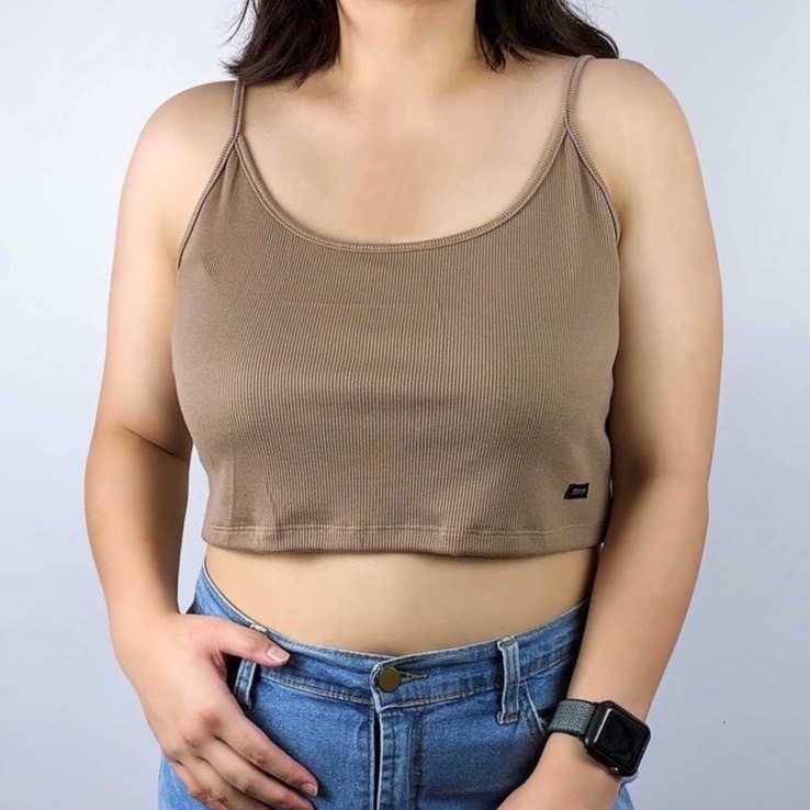 ( ผ้าร่อง / ½ เดี่ยวเว้า ไซส์ *XL ) ครึ่งตัวสายเดี่ยวคอเว้า แบรนด์ CHOTYSHOP สินค้าผลิตในไทย QRU.A