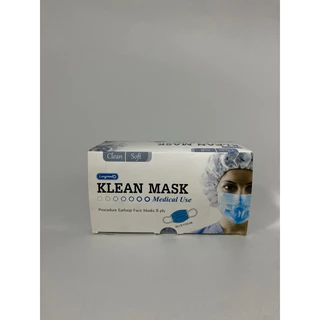 Klean mask (สีฟ้า) หน้ากาก ทางการแพทย์ 1กล่อง มี 50ชิ้น