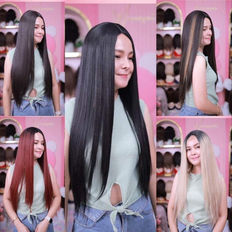WRP Wigs วิกผมยาวตรง รุ่นwl 🔥 วิกผมยาวตรงแสกกลาง หนังหัวเนียนสุด (ทอด้านหน้า1cm)