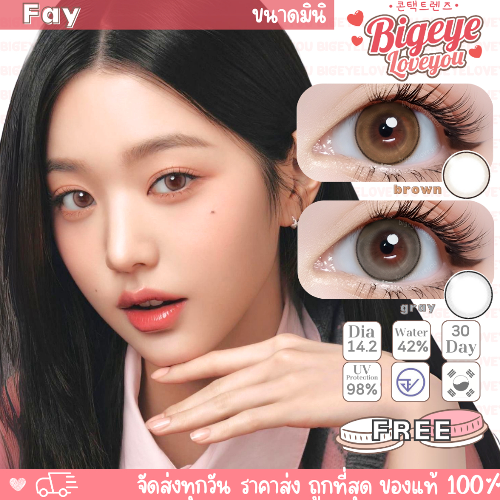 คอนแทคเลนส์ Fay Brown / Gray (Kitty Kawaii) ขนาดมินิ 🌷 ลายฮิต สุดปังในเกาหลี