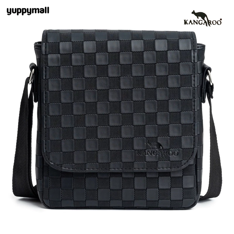 กระเป๋าสะพายข้างจิงโจ้ หนัง PU ลายตาราง Made in Thailand #A126