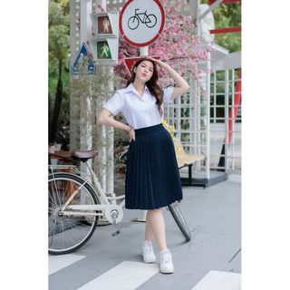 กระโปรงพลีทนักศึกษา กระโปรงพลีทสีกรม จีบเล็ก ความยาว 20-28” เอวfree size / XL
