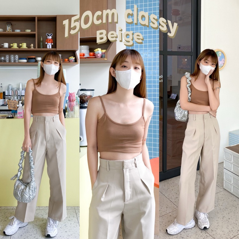 ส่งต่อ🍞 กางเกงผ้าขายาว รุ่น 150cm classy (สี beige, L) แบรนด์ @playwork.store