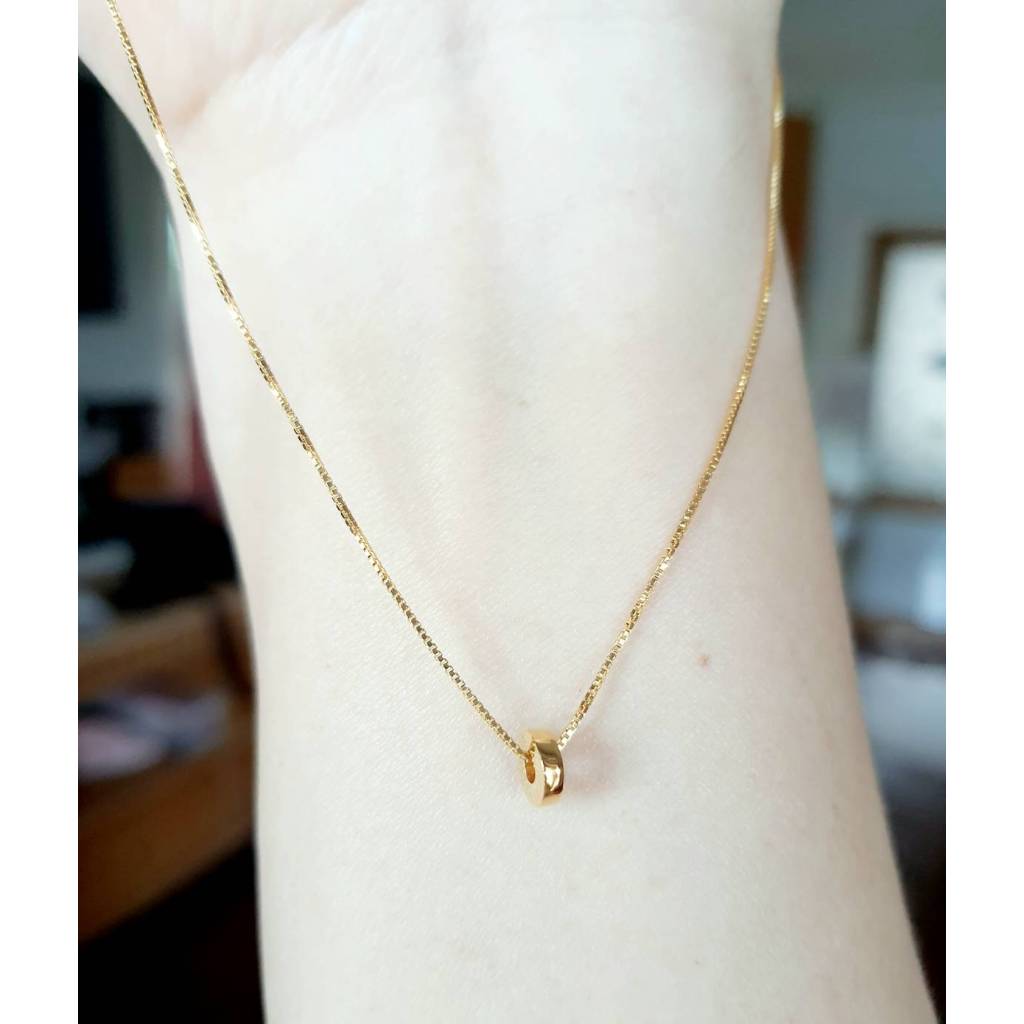 💯สร้อยเงินsterling -silver แท้💯925-ITALYชุบทองคำ18k พร้อมจี้โดนัทฮิตที่สุดในUSAและยุโรป