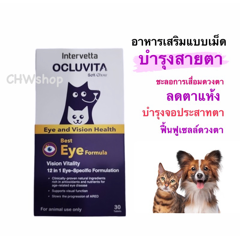 OCLUVITA Eye บำรุงสายตาสุนัข-แมว แบบเม็ด(10-30เม็ด) สารสกัดจากธรรมชาติทานง่าย เสริมการมองเห็น ลดอากา