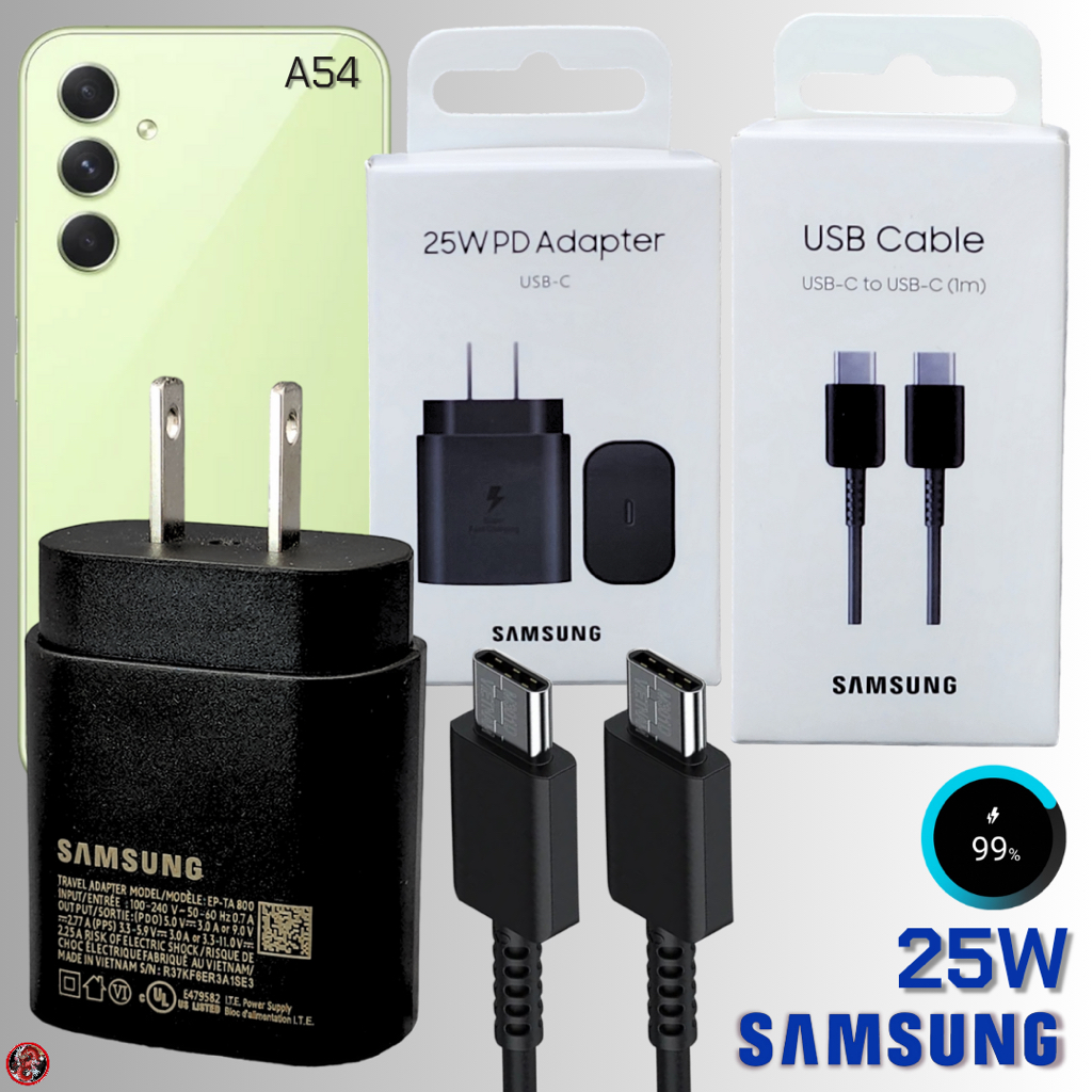 ที่ชาร์จ สำหรับ Samsung 25W (US) หัว Usb-C สาย Type-C ยาว 1/1.8m. การชาร์จด่วนแบบพิเศษ ซัมซุง A54 5G