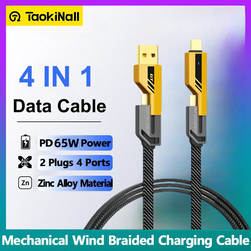 Taokinall 65W PD  4 IN 1 ที่ชาร์จ45w/65w Type Cไปยัง Type สายสำหรับ14 13 Pro Realme Ximi PD ชาร์จเร็