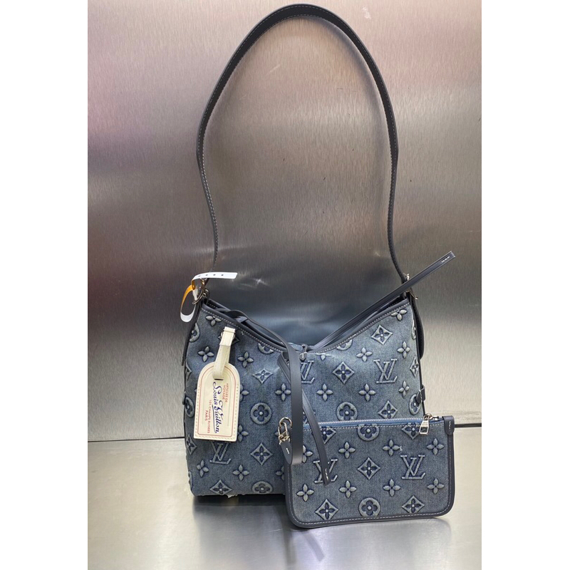 LV MONOGRAM DENIM CARRY ALL MM BAG