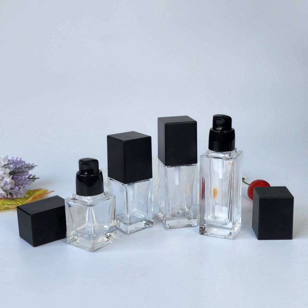 ขวดรองพื้นเปล่าใส่สารสกัดของเหลวขนาด 15ml. 20ml. 30ml. 40ml. cosmetics packaging glass bottle