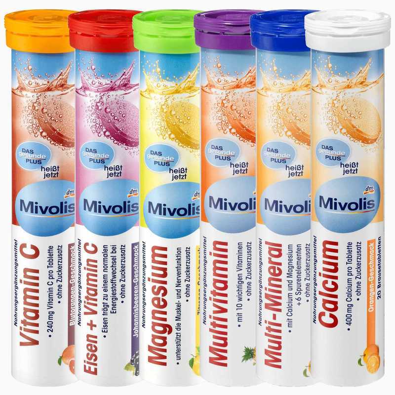 วิตามินเม็ดฟู่ MIVOLIS - Multivitamin /Vitamin B12 /Calcium/Eisen+Vitamin C/Magnesium /Multi - Miner