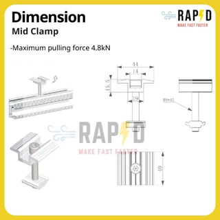 RAPD ยึดกลางแผงโซล่าเซลล์ Solar Mounting - Mid Clamp 35/40mm.(52211) สินค้าคุณภาพ ส่งไว