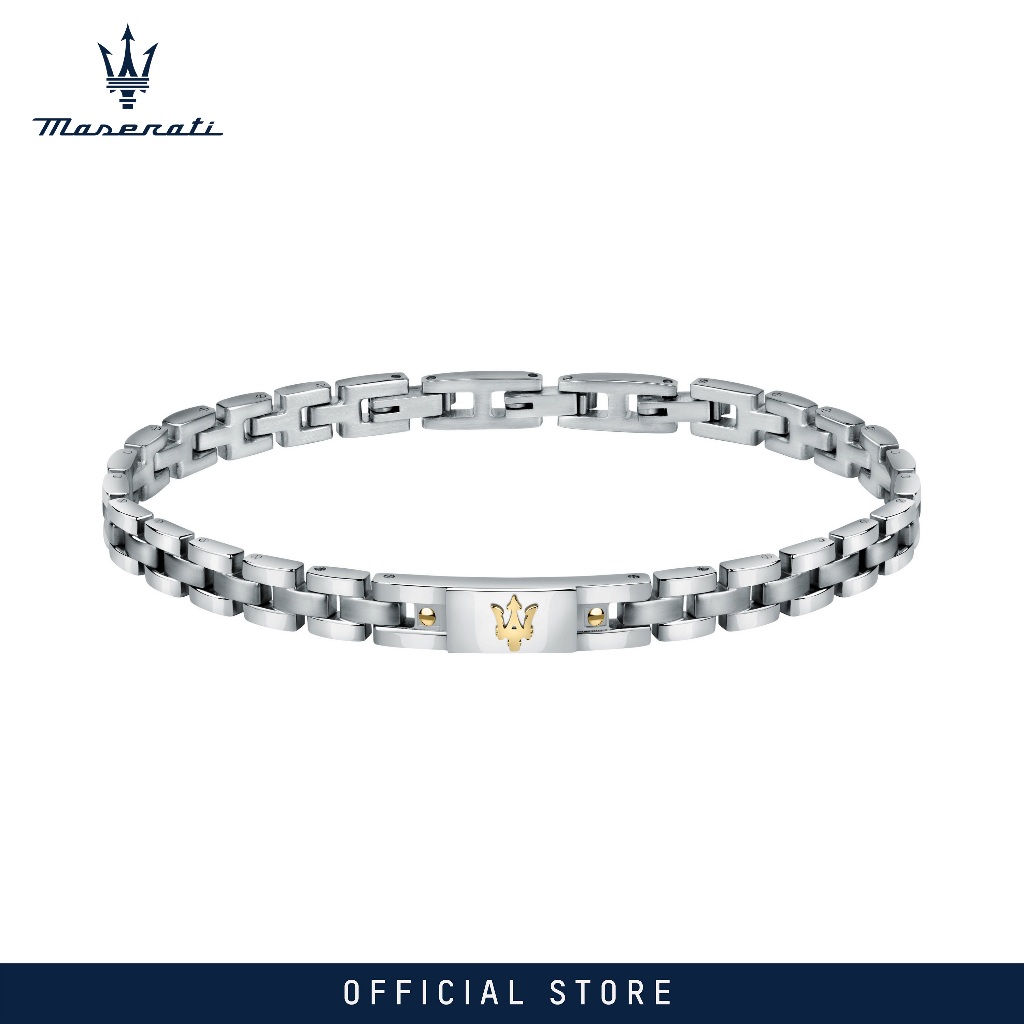 Maserati Jewels 220mm Men's Stainless Steel Bracelet with Gold Logo JM420ATH05 (Adjustable)
