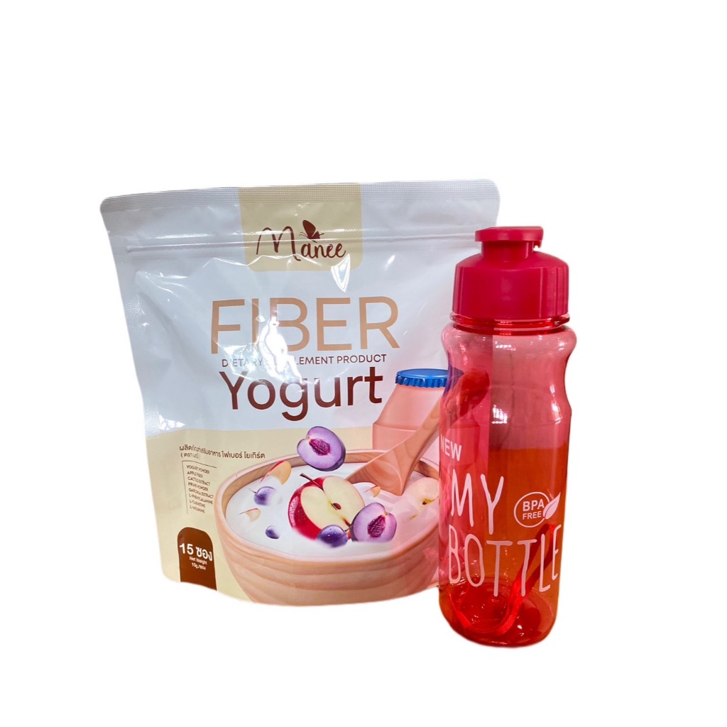 Manee Fiber Yogurt ไฟเบอร์โยเกิร์ตมดซี่ 1ห่อแถมฟรีขวดชง