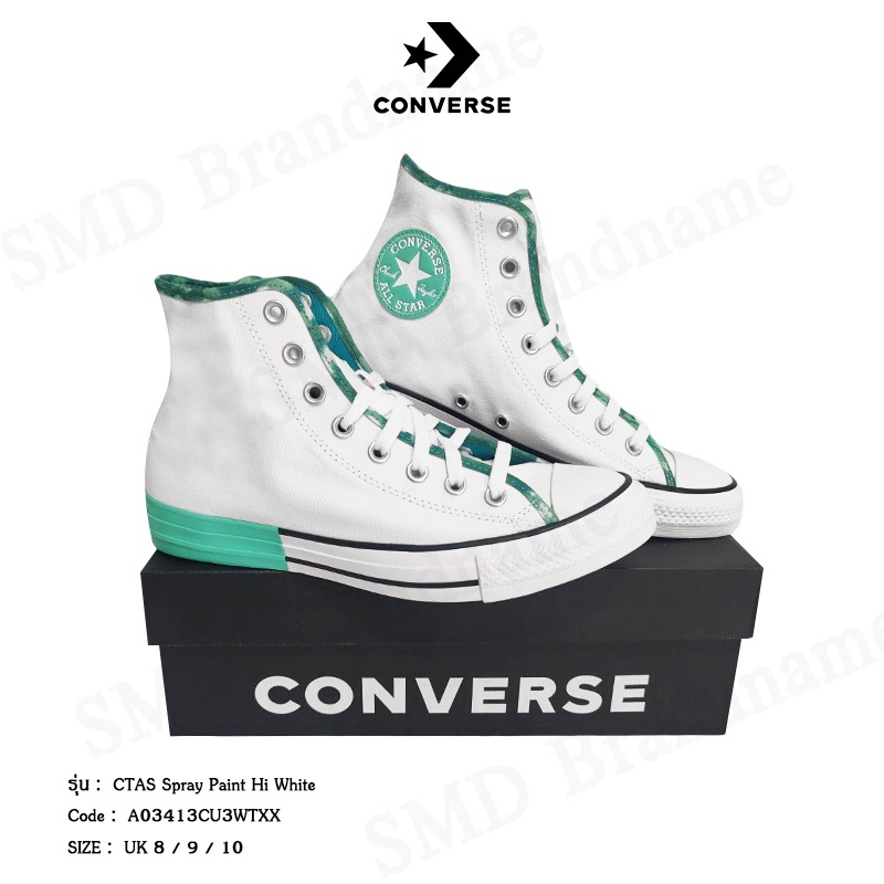 Converse รองเท้าผ้าใบ รุ่น Chuck Taylor Ctas Spray Paint Hi White Code: A03413CU3WTXX