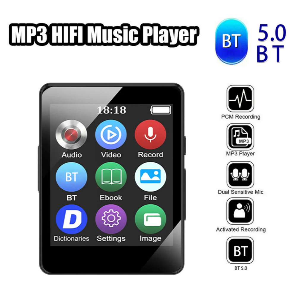 MP4 บลูทูทเชื่อมต่อหูฟังไร้สาย แบบพกพา Bluetooth Full Screen Walkman Mp4 Video Music Player /E-book/Recorder