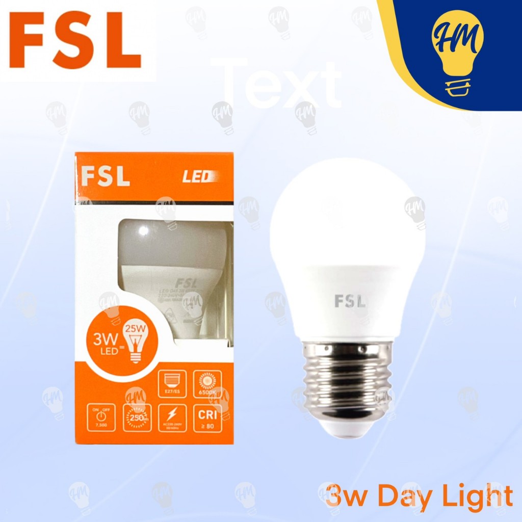 FSL หลอดไฟ LED 3W แสงขาว/แสงวอร์ม หลอดประหยัดไฟ LED Bulb 佛山照明