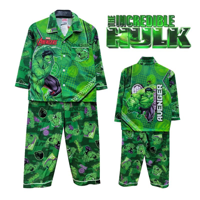 [KIDS] ชุดนอนผ้าทีเค TK ลายฮัค Hulk  สำหรับเด็ก ของแท้ แขนยาวขายาว