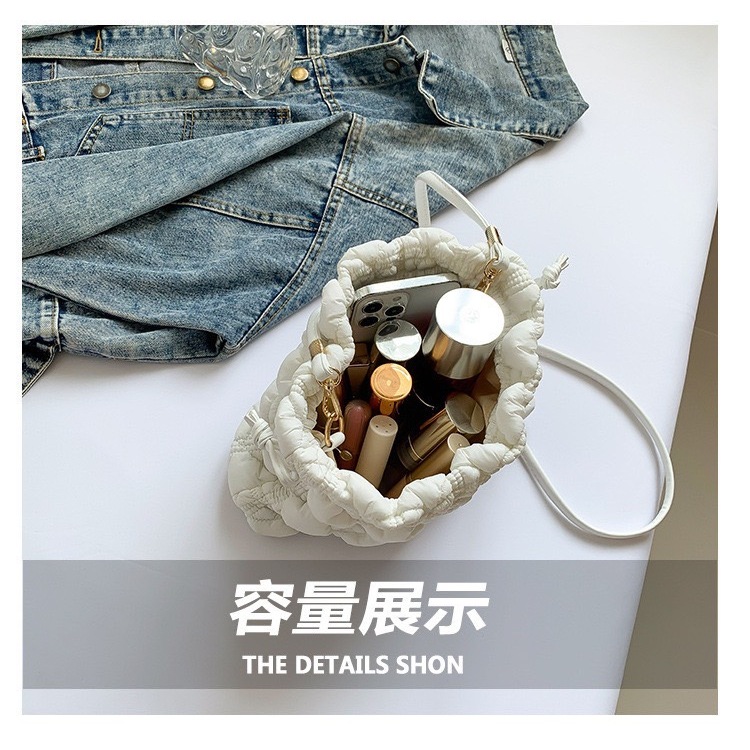 (พร้อมส่ง)Su190 สไตล ใหม จีบ Cloud ไหล กระเป๋า Rhombus Drawstring จีบกระเป าสําหรับผู หญิง Cloud Crossbody กระเป