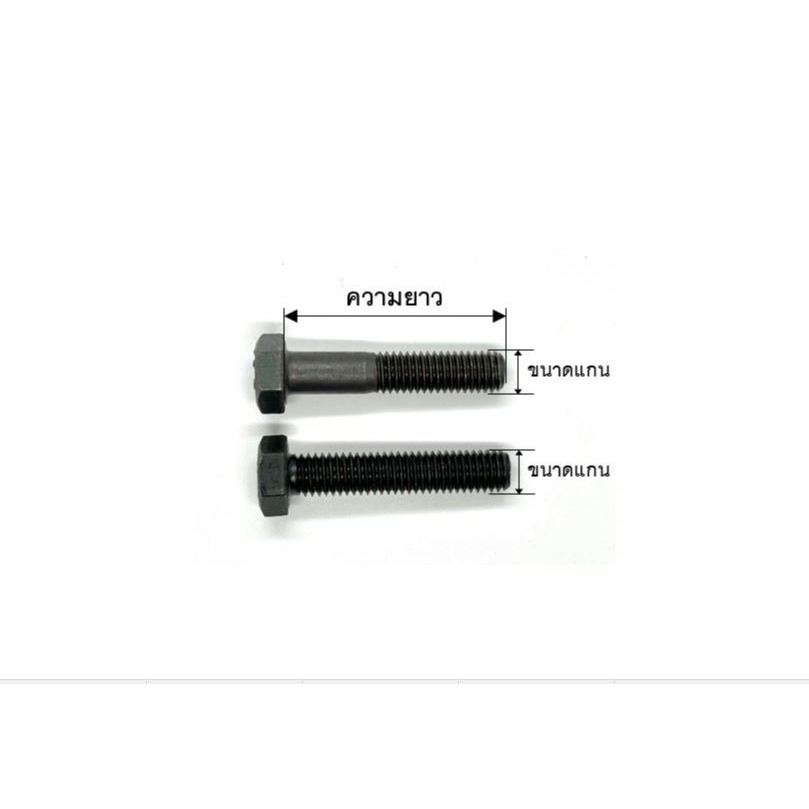 สกรูมิลดำ M6 เกลียว 1.0  ยาว 10-100 มิล น็อต#10 เหล็กแข็ง 8.8 น็อตดำ หกเหลี่ยม  Hexagon Bolt Grade 8.8 ราคา ถูกที่สุด ดีลบีเคเค แกลเลอรีภาพที่ 2