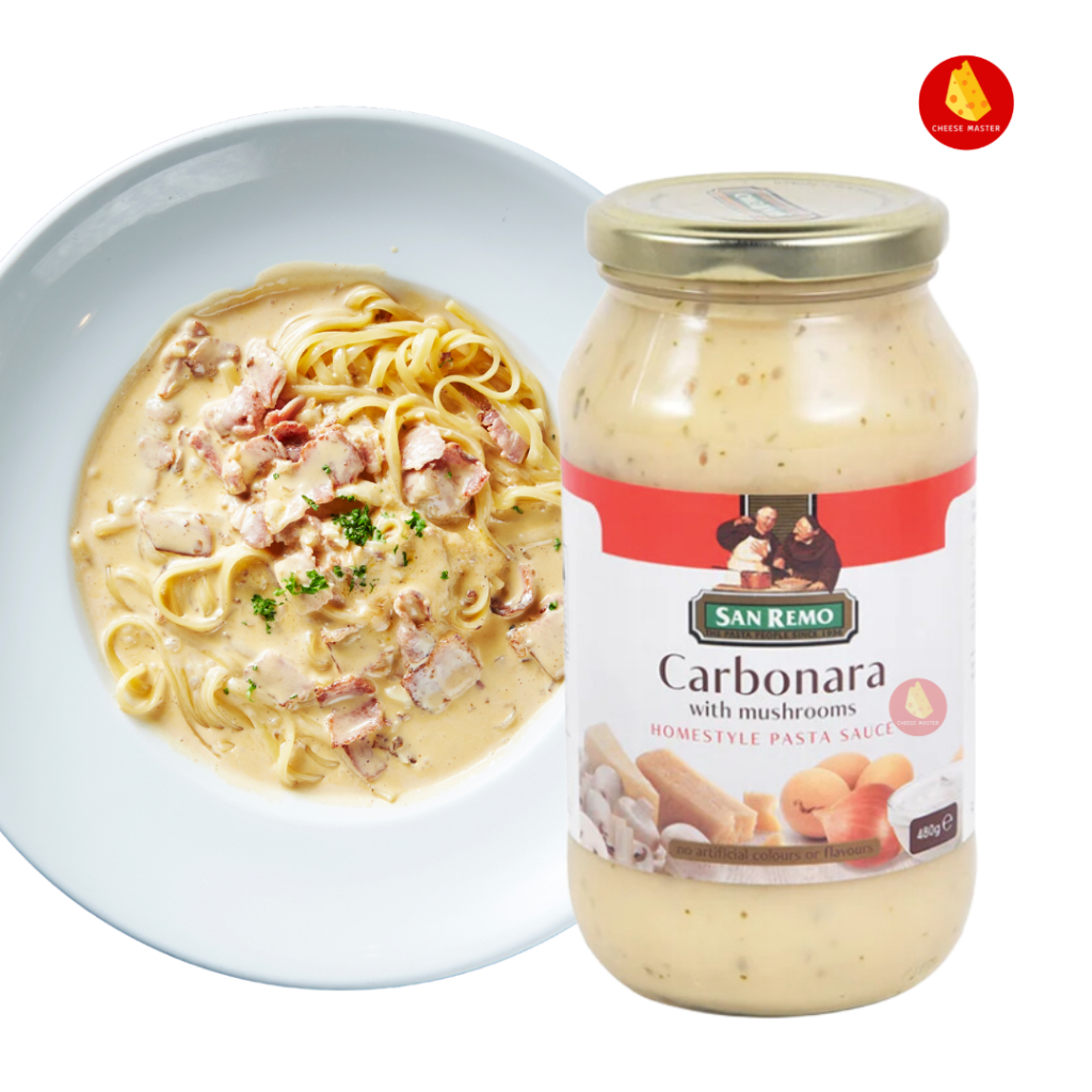 คาโบนาร่า ซอสมะเขือเทศ ซานรีโม พาสต้าซอส 480กรัม Carbonara San Remo Pasta Suaces 480g