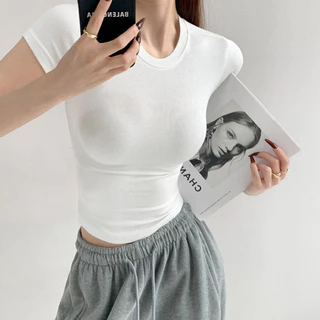 Beryl🌻เสื้อยืดคอกลมแขนสั้นผู้หญิง เซ็กซี่แน่น เสื้อยืดทรงเข้ารูป