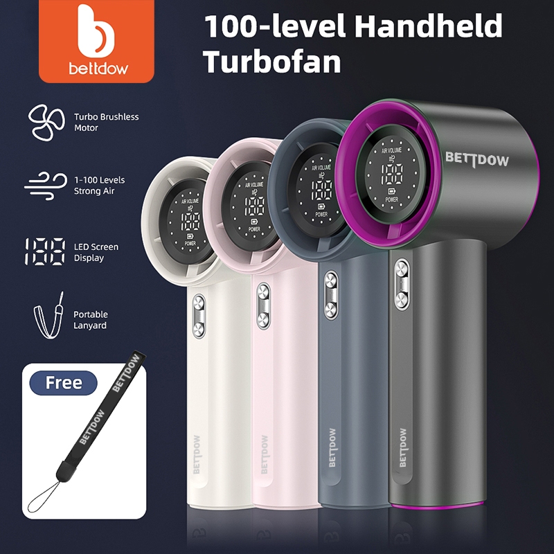 BETTDOW พัดลมมือถือ ปรับระดับได้ 100 4000mAh พัดลมพกพา ระดับ จอแสดงผล LED ตั้งแคมป์กลางแจ้ง พัดลมพกพา แบตเตอรี่