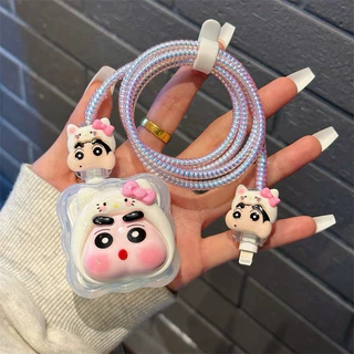 18W 20W สำหรับPhoneทุกรุ่น❗ได้ครบชุด❗Set Cable bite ถนอมสายชาร์จ ชินจัง Shin Chan