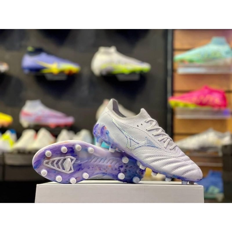 รองเท้ากีฬารองเท้าฟุตบอล mizuno made in Japan หนังวัวอุปกรณ์ครบรับประกันสินค้าตรงปก 100%