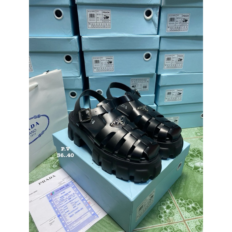 รองเท้าแตะ🎉แบบรัดส้น Pr*da งานHi end 1:1 (size36-40)แถมกล่อง