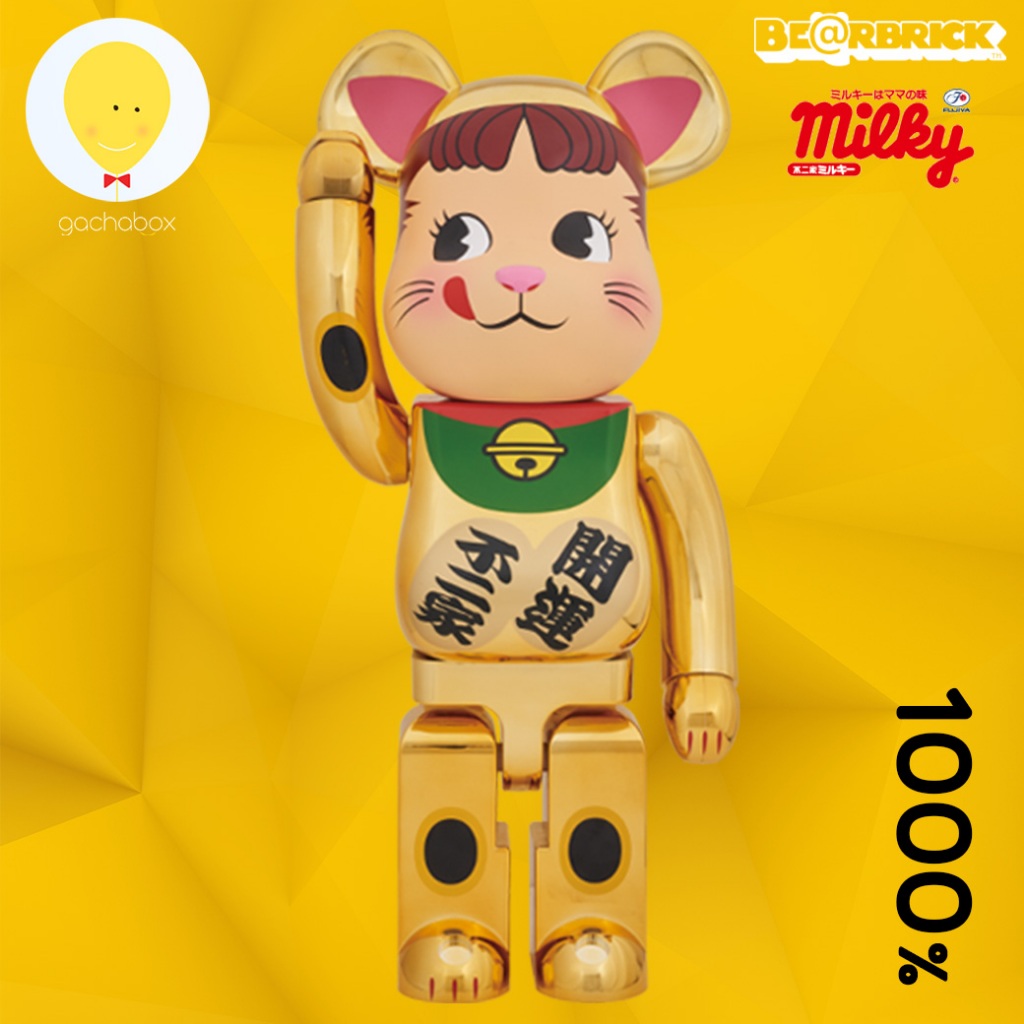 gachabox Bearbrick Peko Lucky Cat Gold version 1 green suit 1000% - แบร์บริค พร้อมส่ง ของแท้ Be@rbri