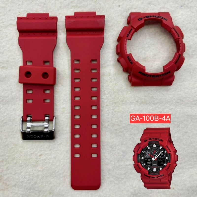 สาย+กรอบ สีแดงด้าน นาฬิกา CASIO G-SHOCK รุ่น GA-100B-4A / GA-110FC-1A / GA-140-4A (แท้ 💯%)