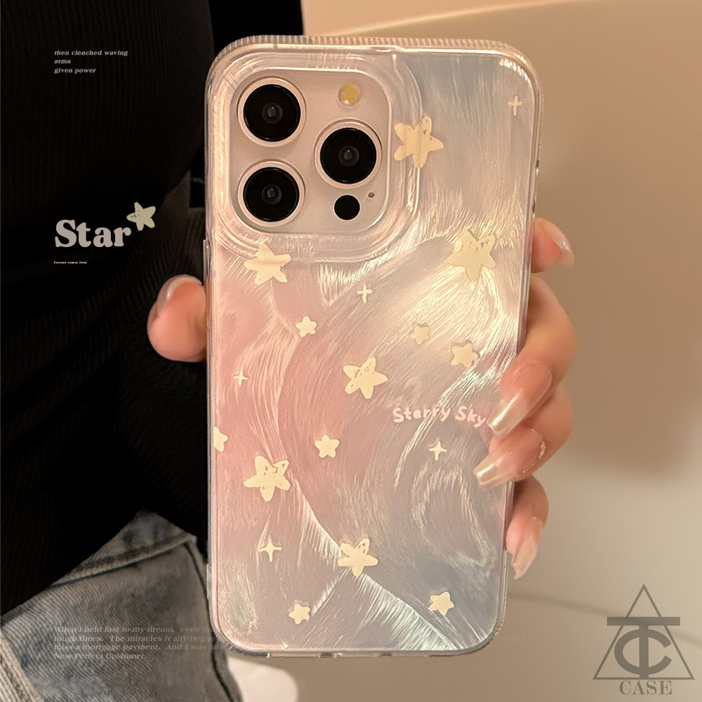 สำหรับ iPhone 11 15 Pro Max 12 เควไอโฟน11 เคสไอโฟน13 เคสไอโฟน15 เคสไอโฟน14 promax 15Plus เคสโทรศัพท์มือถือลายดาวสีเหลือง