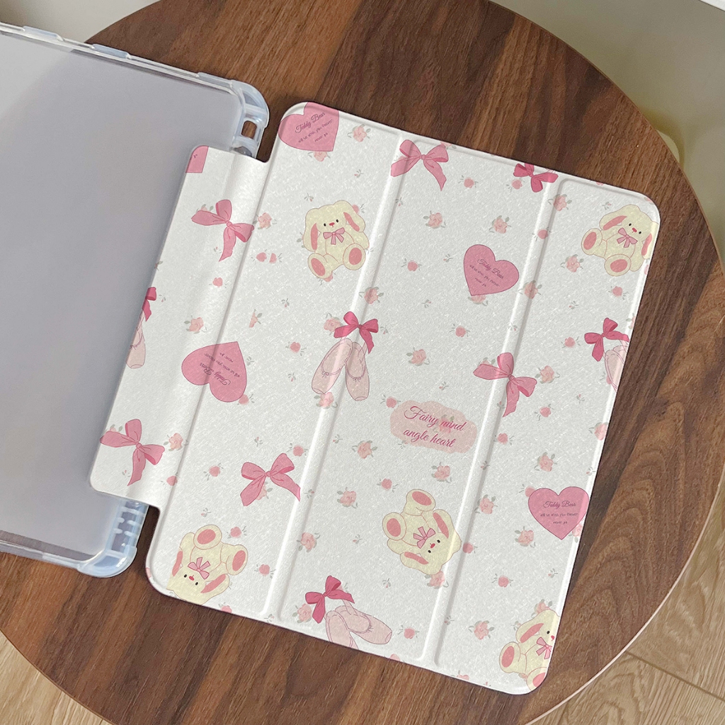 พร้อมส่ง เคสiPad/มีที่ใส่ปากกา air4/5 10.9 กระต่ายโบว์ชมพู case iPad gen9/8/7 MINI7 Air6 pro11 2024