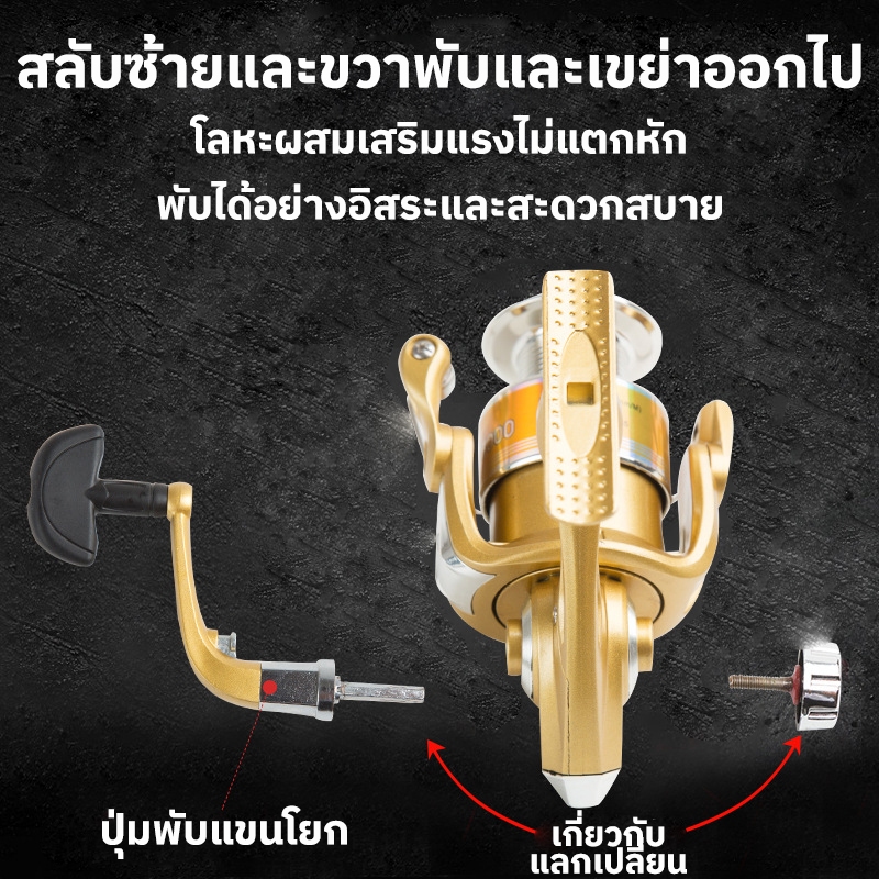 VNICE รีลปั่น รอก สปิน รอกตกปลา สปินนิ่ง รอกตกปลา เบ็ดตกปลา พร้อม รอก