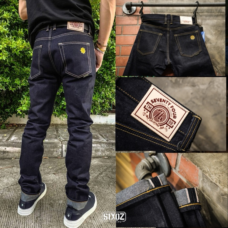 SEVENTY FOUR DENIM รุ่น สุริยัน Limited 18oz. Slimfit ทรงกระบอกเล็ก แถมฟรีเสื้อยืด 1 ตัว