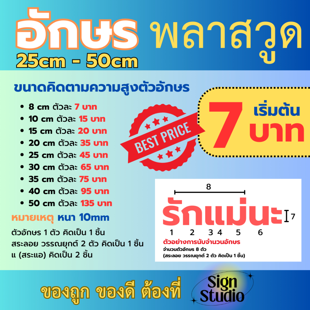 ป้ายตัวอักษรพลาสวู๊ด พลาสวูด ติดผนัง โลโก้ แต่งร้าน ชื่อร้าน อักษรงานแต่ง ป้ายบริษัท ราคาถูก 25-50CM