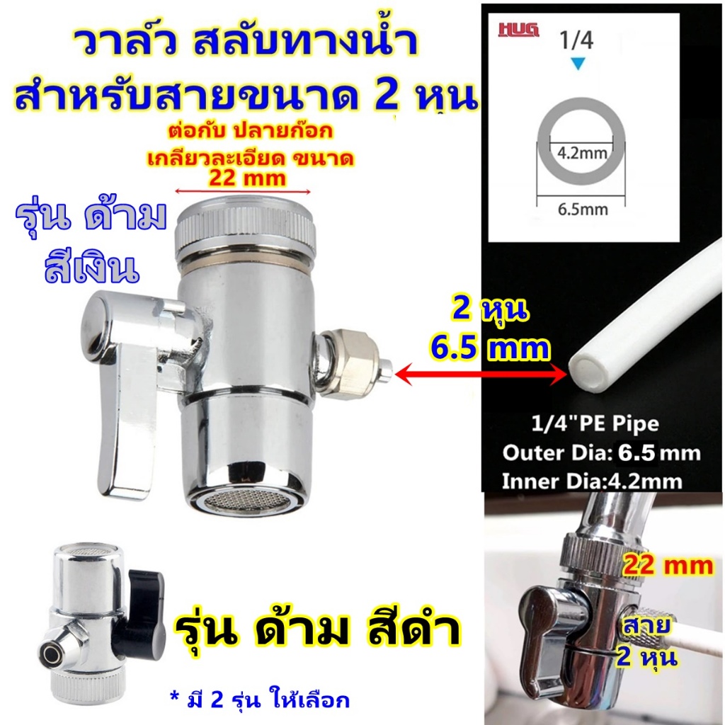 หัวต่อก๊อกน้ำ สลับ 2 ทาง กับ สาย 2 หุน เครื่องกรองน้ำ วาวส์เครื่องกรองน้ำ สวิทช์ ก๊อกน้ำ หัวต่อสลับทางน้ำ hug hugtravel