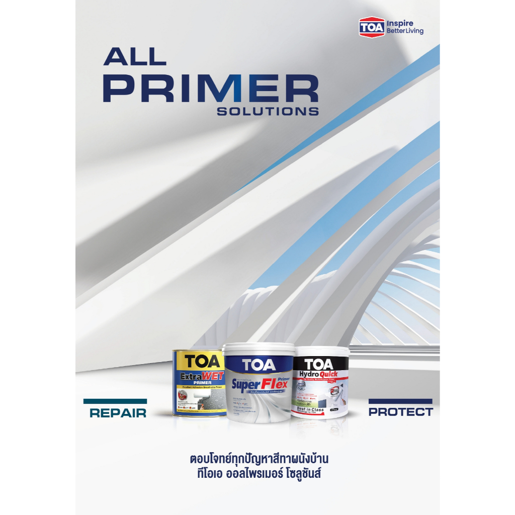 TOA Super Flex ซุปเปอร์เฟล็ก ไพรเมอร์ สีรองพื้นอเนกประสงค์ สูตรน้ำ ขนาด 18 ลิตร สีขาว ยืดหยุ่นสูง 500% ปกปิดรอยแตกลายงา - รูปที่ 2