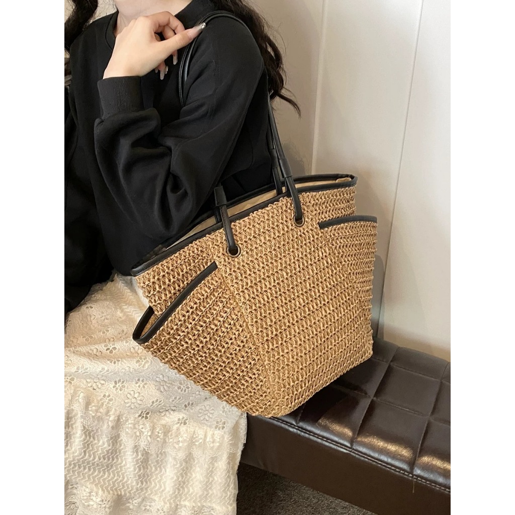 กระเป๋าสานมาใหม่ กระเป๋าสะพายสไตล์ฝรั่งเศส แนวใหม่ งานฝีมือประณีต B139
