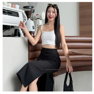 กระโปรงยาวผ่าข้างS-XLทรงสวยเข้ารูปน่ารักมาก
