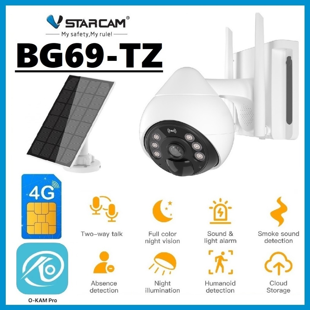 VSTARCAM BG69-TZ 4G LTE SiM / CB69-TZ WiFi FHD 1080P 2.0mp กล้องวงจรปิดไร้สาย กล้องใส่ซิม กล้องโซล่า