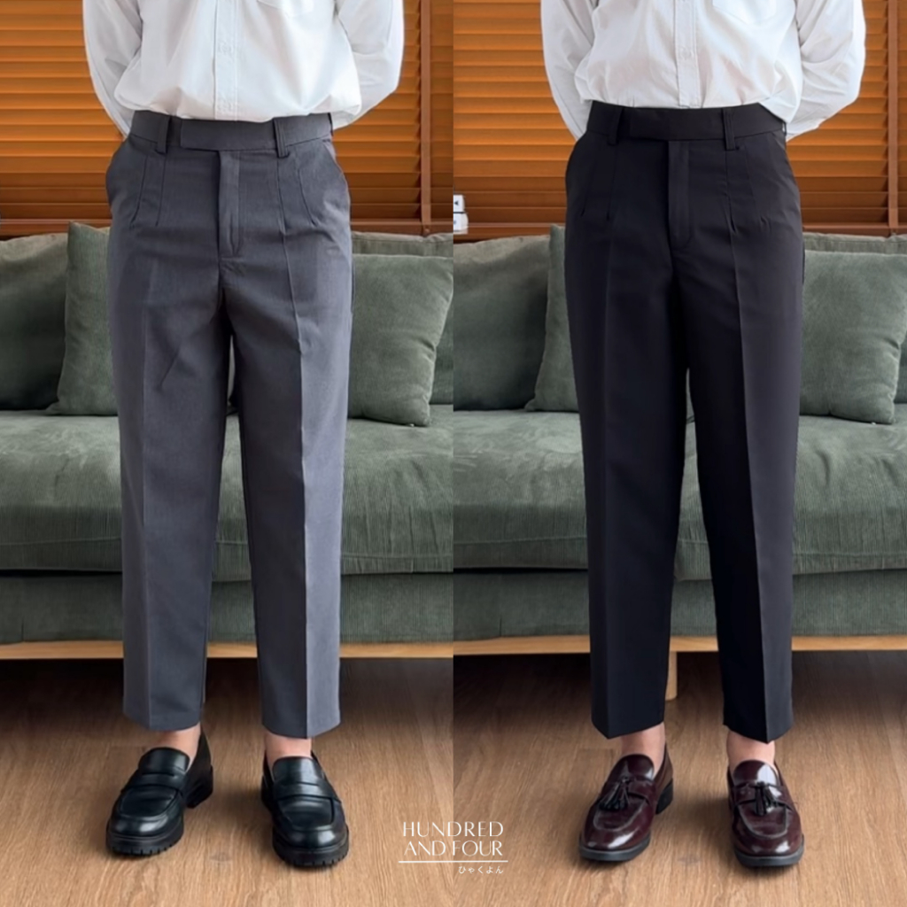 [HUNDOFF20 ลดเพิ่ม20.-] สแลค 9 ส่วน เอวสูง รุ่น COMMON มี 2 ตะขอยื่น ผ้าคุณภาพดี ยับยาก ทรงสวย คลาสสิค ใส่ออกงานหรือใส่